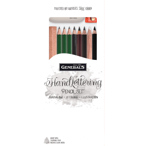Experience the "Hand Lettering Pencil Set, 14 pieces," featuring a diverse array of pencils in various colors and types specifically crafted for journaling, lettering, and illustration.